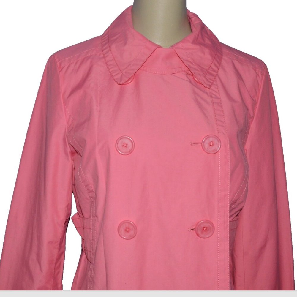 CITY UNLTD NEW $179 NWT M MEDIUM PINK TRENCH COAT JACKET DOUBLE BREASTED PEACOAT